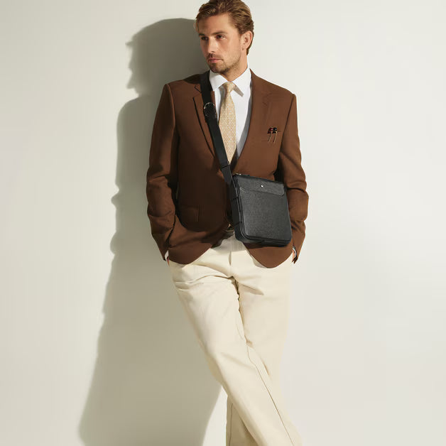 Sac Messenger Vertical en Cuir Sartorial