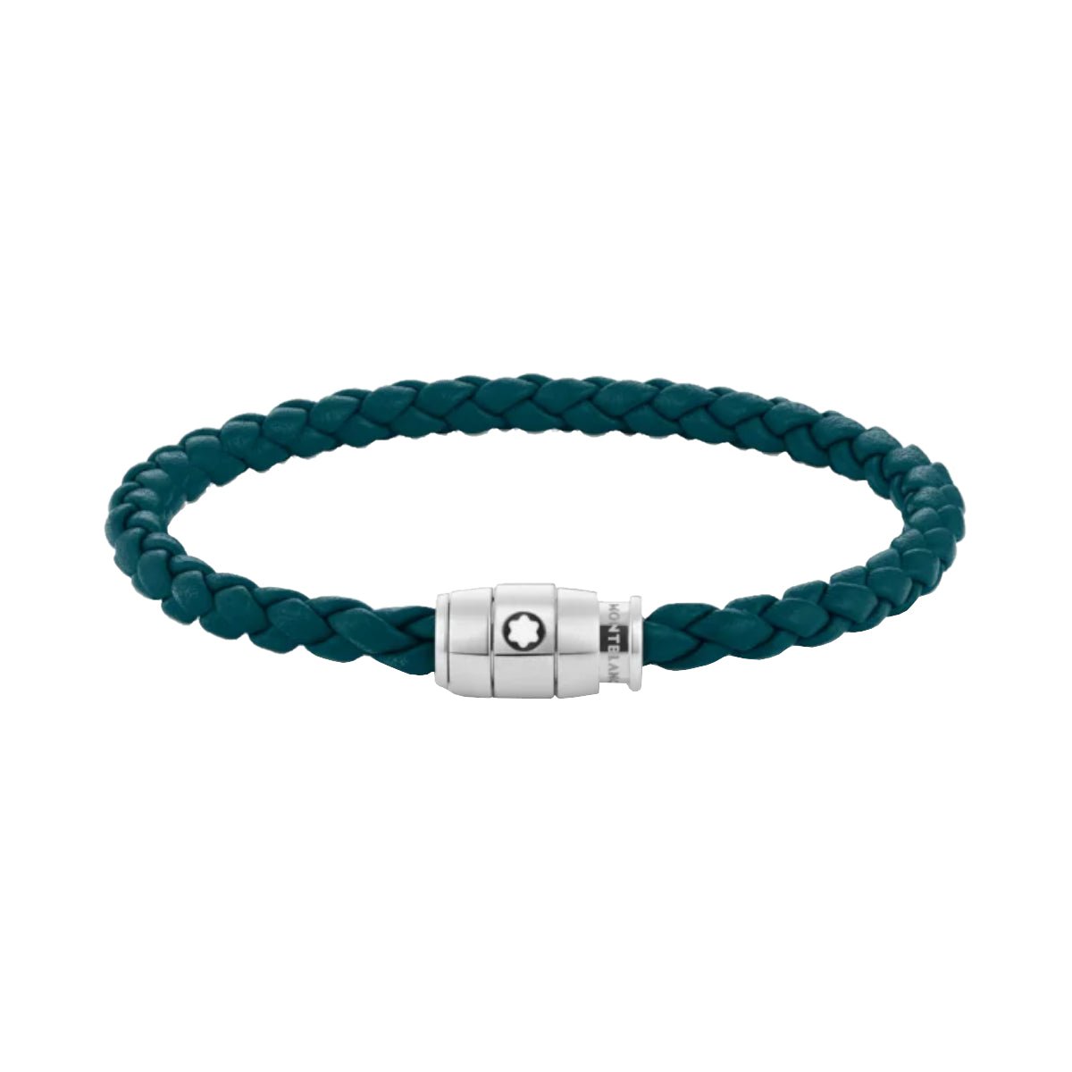 Bracelet hommeMontblancBracelet à 3 anneaux de la collection Montblanc Meisterstück en acier et en cuir bleu pétrole