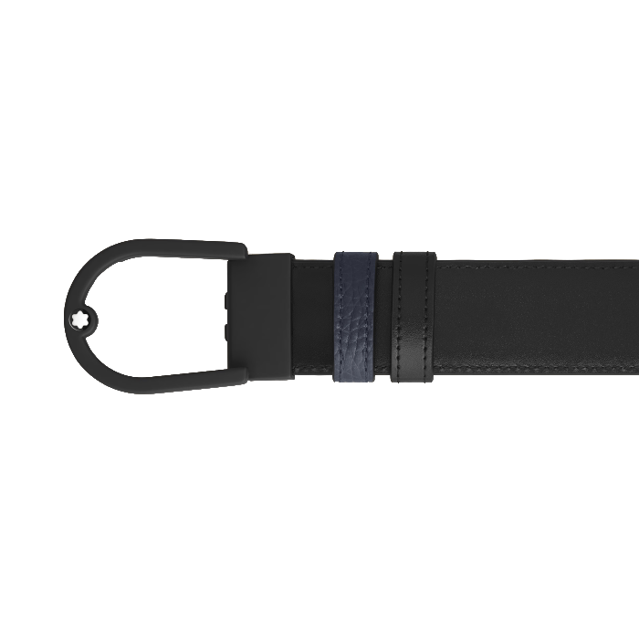 Ceinture hommeMontblancCeinture Montblanc réversible boucle fer à cheval de 35 mm en cuir bleu nuit/noir
