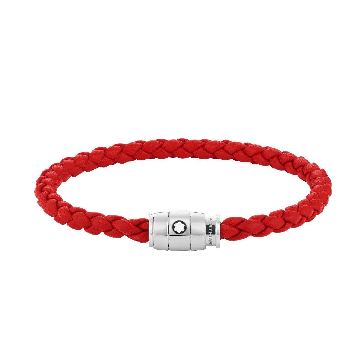 Bracelet hommeMontblancBracelet Montblanc en acier et cuir rouge avec fermeture à 3 anneauxS