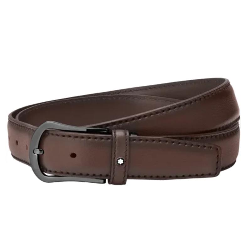 CeintureMontblancCeinture Ceinture à boucle ardillon arrondie en acier inoxydable mat et revêtement PVD noirà boucle ardillon arrondie en acier inoxydable mat et revêtement PVD noir