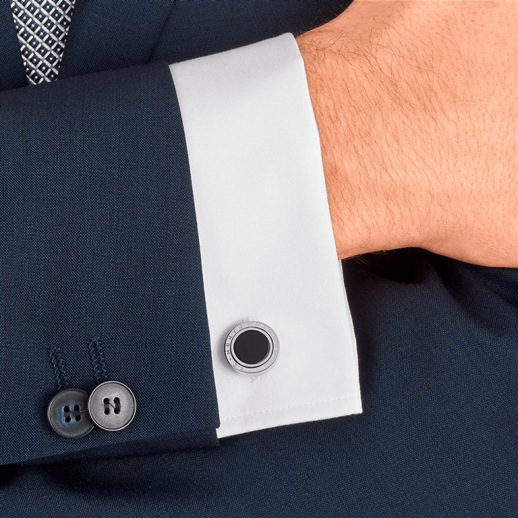 Boutons de manchetteMontblancBoutons de manchette Ceinture à boucle ardillon arrondie en acier Ceinture à boucle ardillon arrondie en acier inoxydable mat et revêtement PVD noirinoxydable mat et revêtement PVD noirMeisterstück