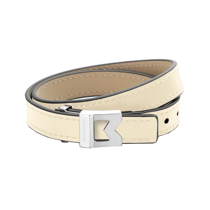 Bracelet hommeMontblancBracelet Montblanc M logo en cuir Ivoire, taille ajustable