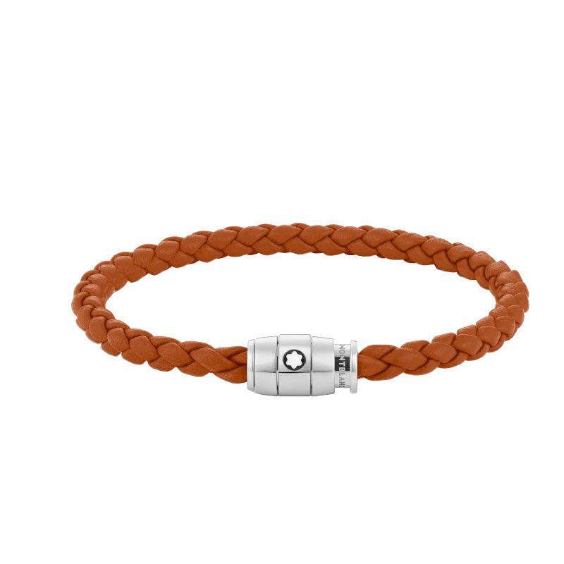 Bracelet hommeMontblancBracelet Montblanc Meisterstück à 3 anneaux en acier et en cuir rouilleS