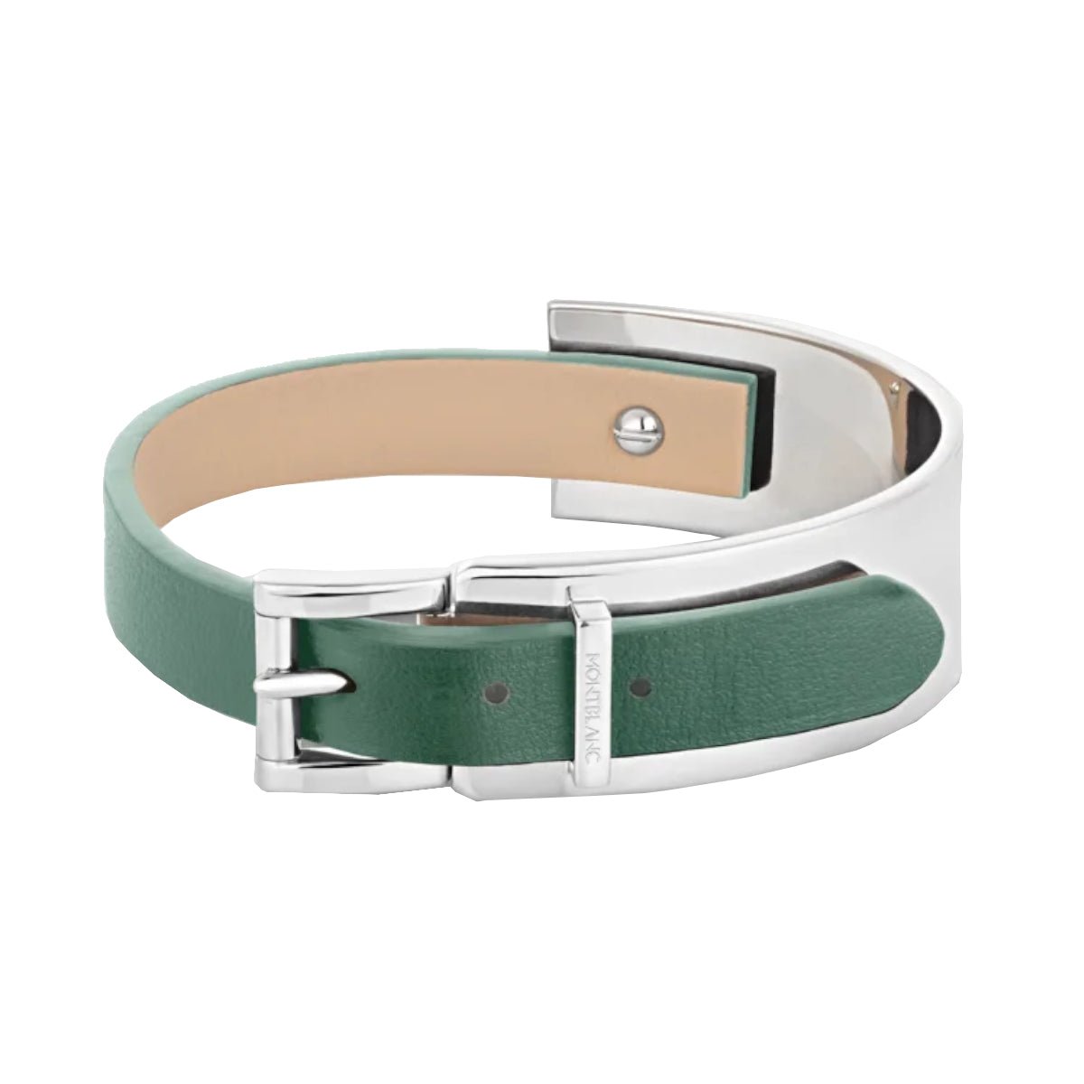 Bracelet hommeMontblancBracelet Montblanc Wrap Me en Acier et en Cuir Gris d'Etain. Taille réglable