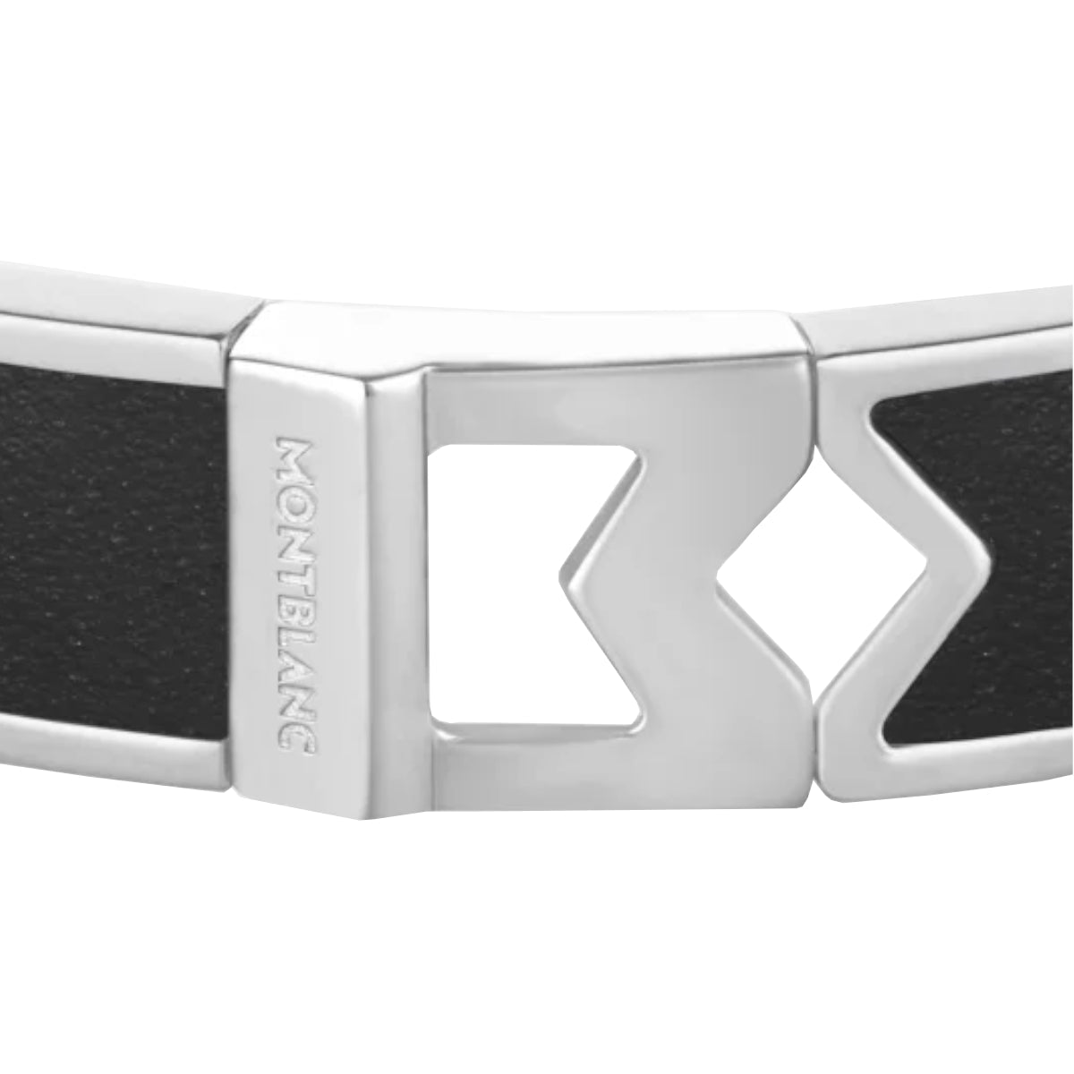 Bracelet hommeMontblancJonc Montblanc M Logo en Acier et Cuir Noir