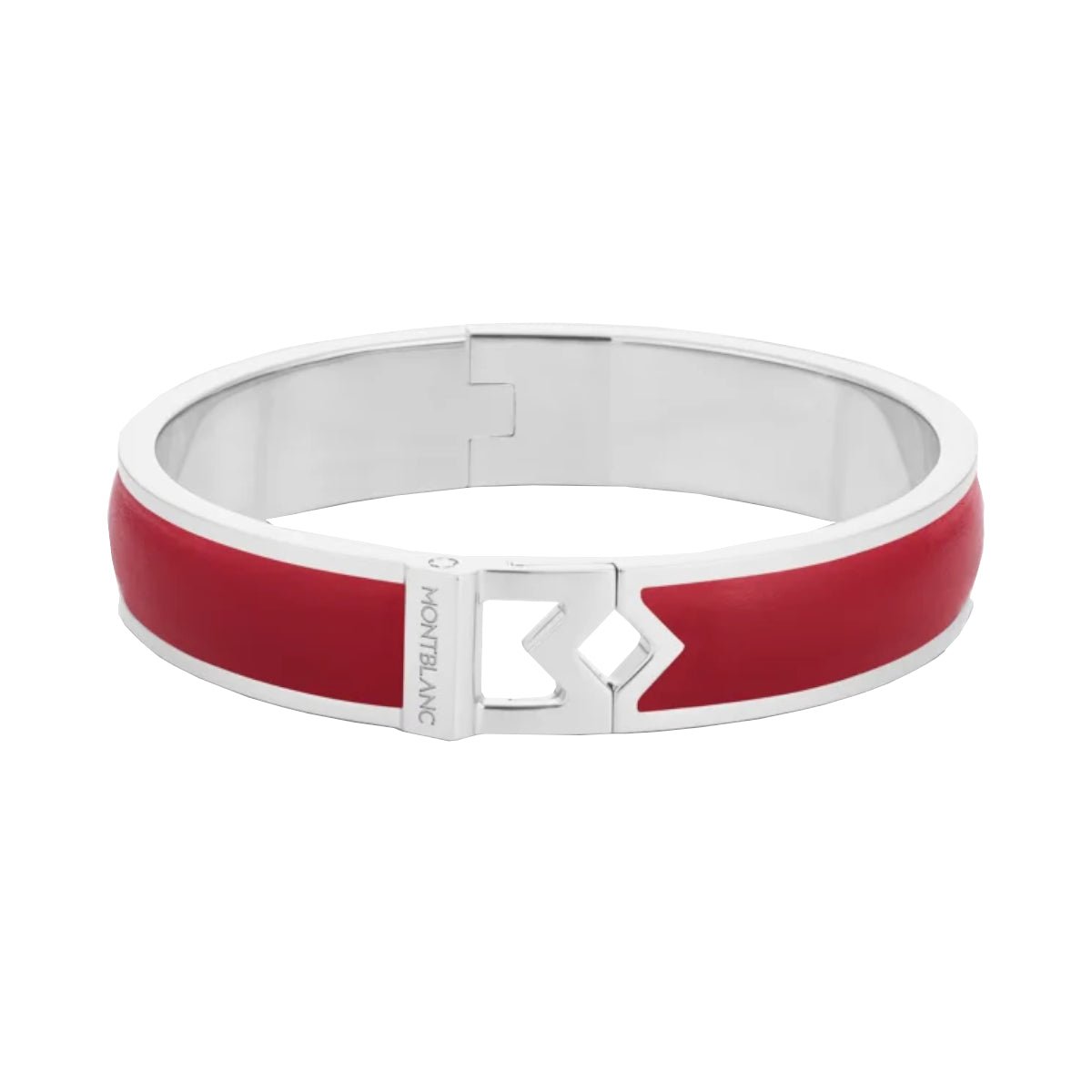 Bracelet hommeMontblancJonc Montblanc M Logo en Acier et Cuir Rouge