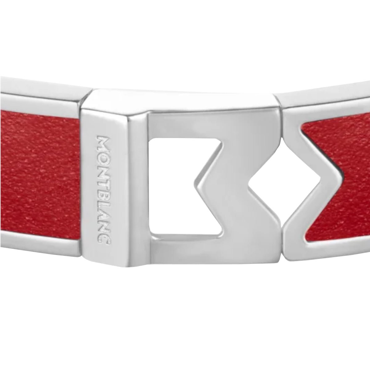 Bracelet hommeMontblancJonc Montblanc M Logo en Acier et Cuir Rouge