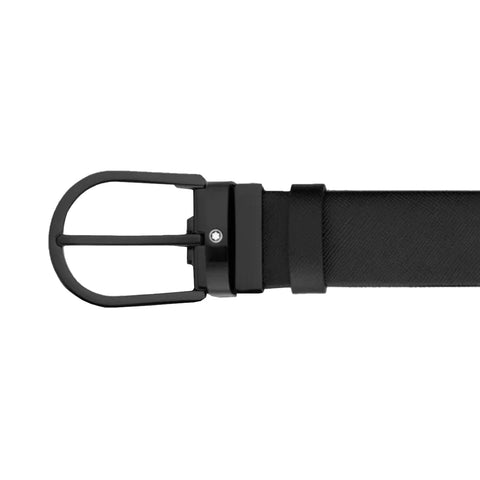 Ceinture hommeMontblancCeinture à boucle fer à cheval de 35 mm en cuir noir