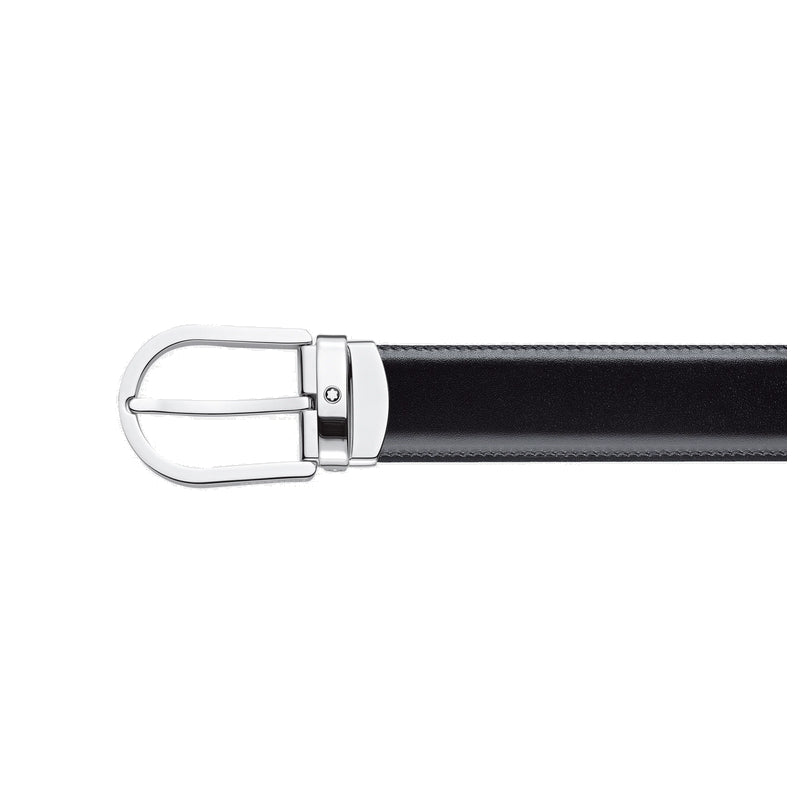 Ceinture hommeMontblancCeinture réversible Montblanc à boucle fer à cheval de 30 mm en cuir noir/marron
