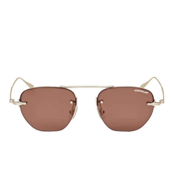 Lunettes de soleilMontblancLunettes de soleil ovales à monture métallique dorée