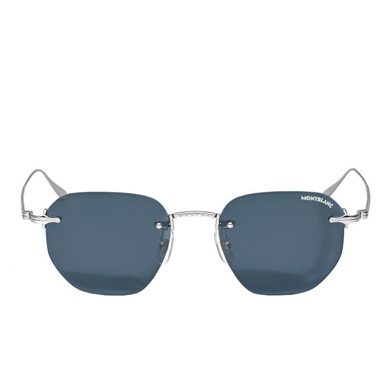 Lunettes de soleilMontblancLunettes de soleil rondes à monture métallique argentée