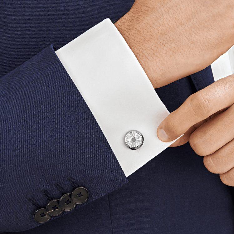 Boutons de manchetteMontblancBoutons de manchette ronds en acier inoxydable