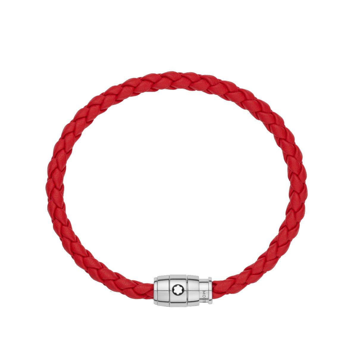 Bracelet hommeMontblancBracelet Montblanc en acier et cuir rouge avec fermeture à 3 anneauxS