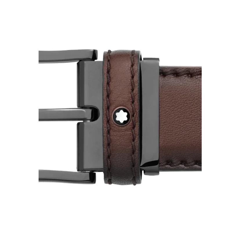 CeintureMontblancCeinture Ceinture à boucle ardillon arrondie en acier inoxydable mat et revêtement PVD noirà boucle ardillon arrondie en acier inoxydable mat et revêtement PVD noir