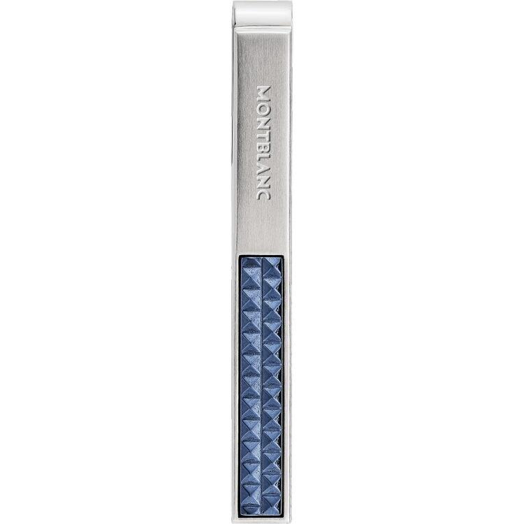 Pince à cravateMontblancPince à cravate Montblanc en acier inoxydable avec incrustation à motif bleu